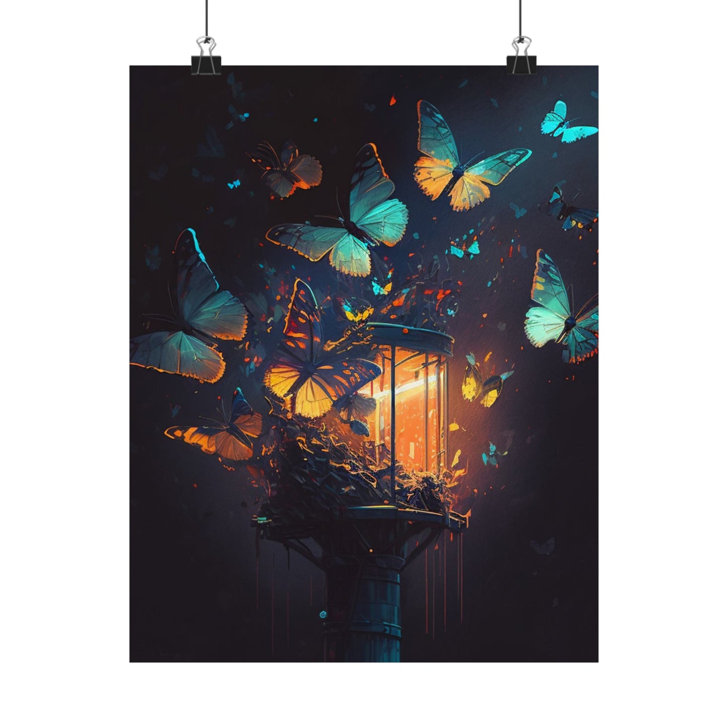 Premium Matte Vertical Posters Street Light Butterfly 1