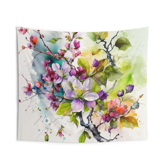 Indoor Wall Tapestries Mother Nature Bright Spring Colors Realistic Watercolor 4