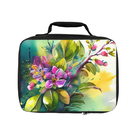Lunch Bag Mother Nature Bright Spring Colors Realistic Watercolor 1