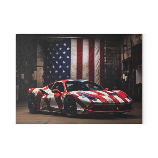 Glass Cutting Board American Flag Farrari 2