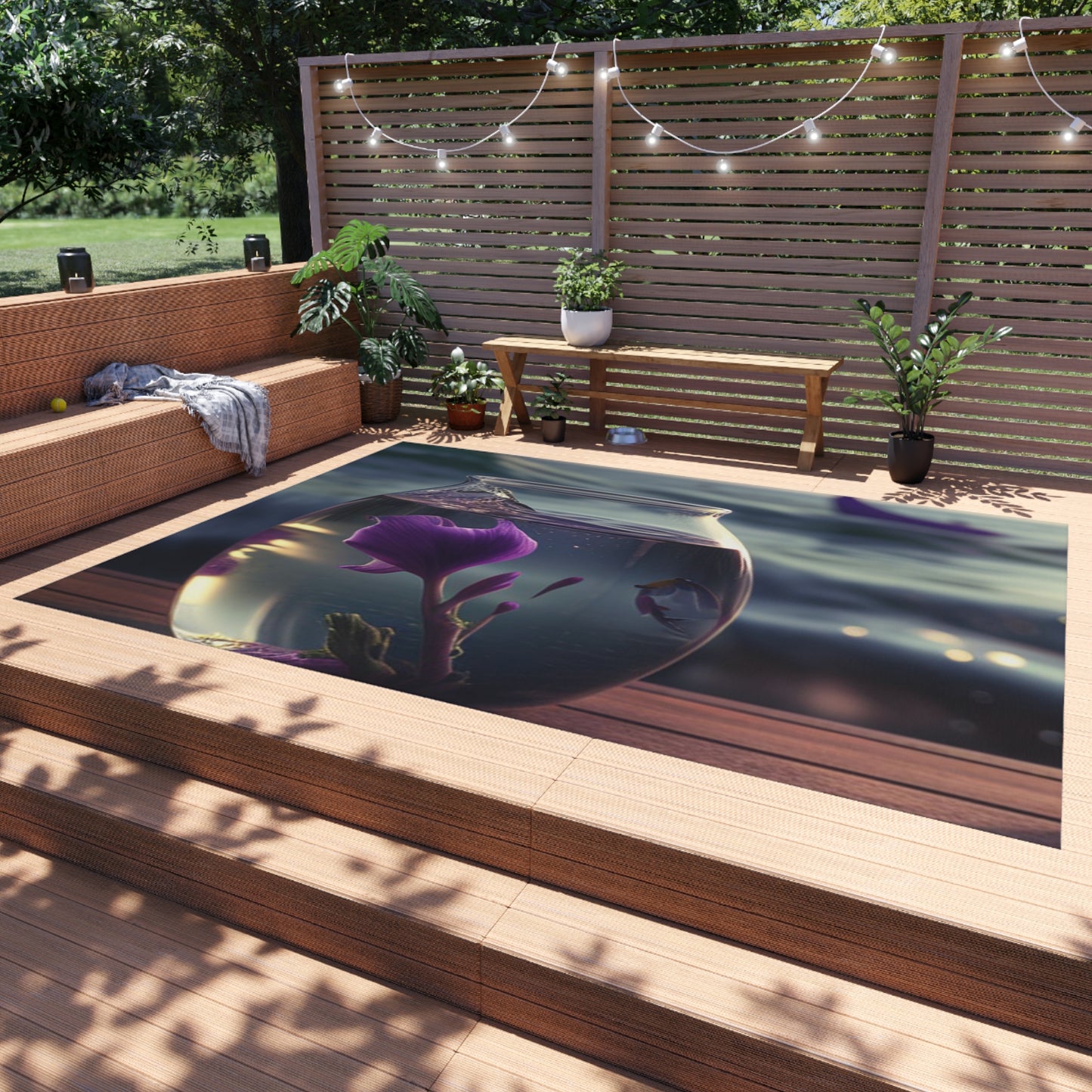 Outdoor Rug  Purple Sweet pea in a vase 1