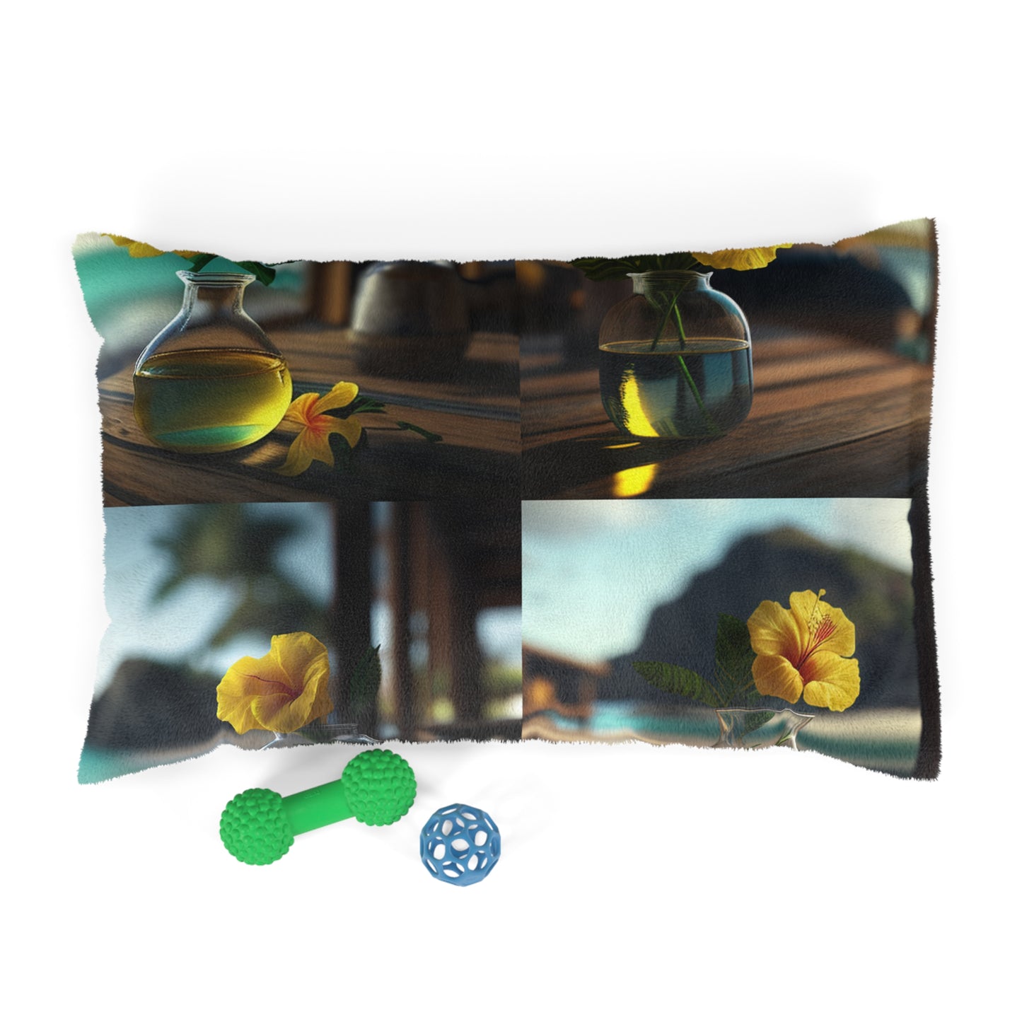 Pet Bed Yellow Hibiscus Wood 5