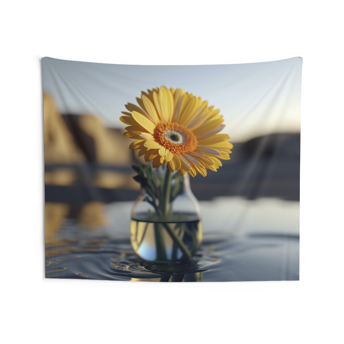 Indoor Wall Tapestries yello Gerbera glass 4