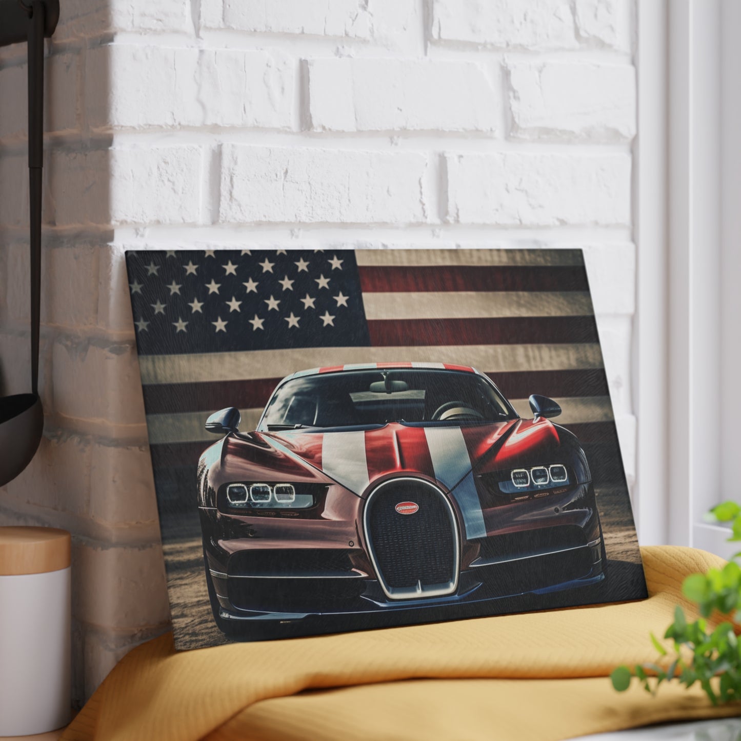 Glass Cutting Board Bugatti Flag 1