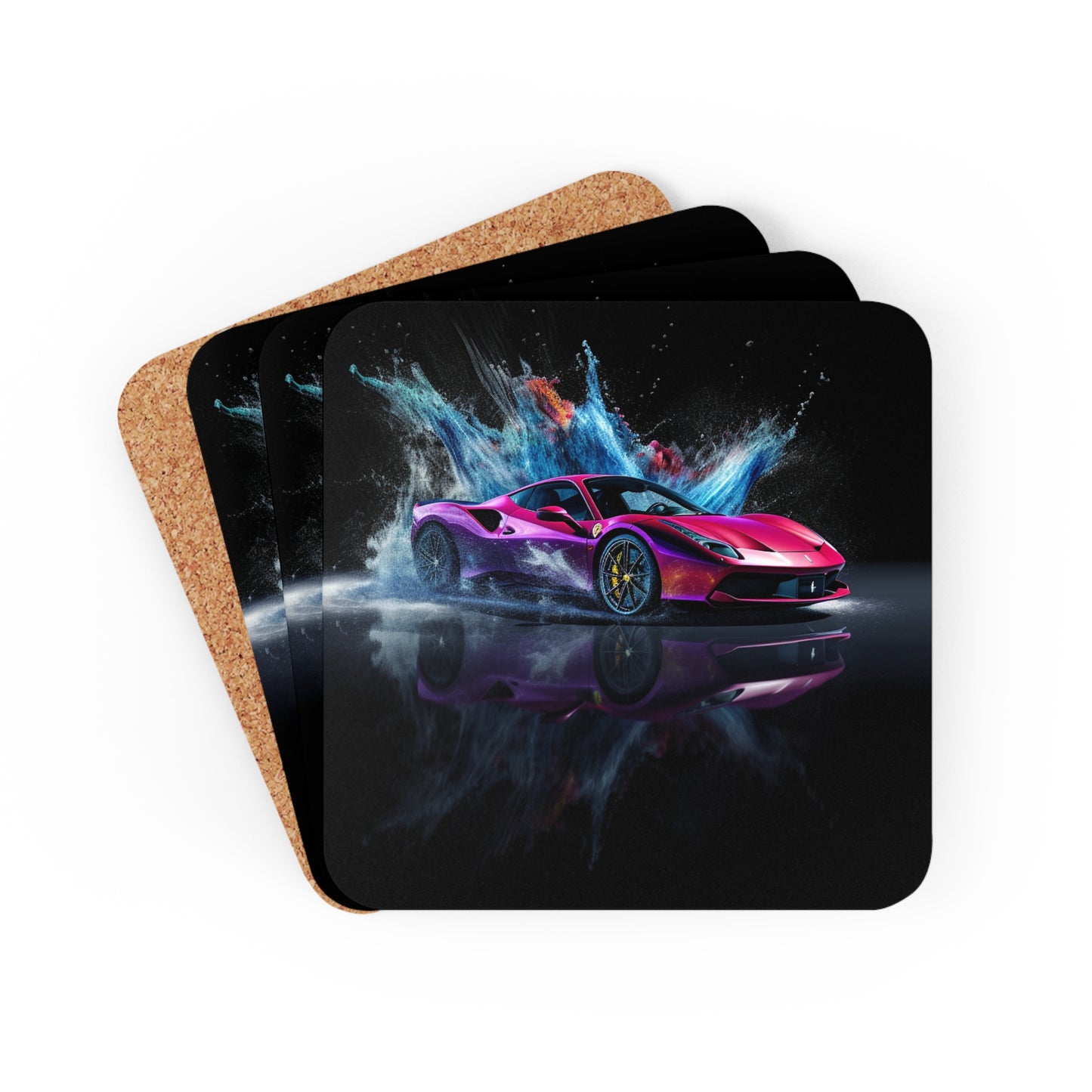 Corkwood Coaster Set Ferrari Water Splash 4