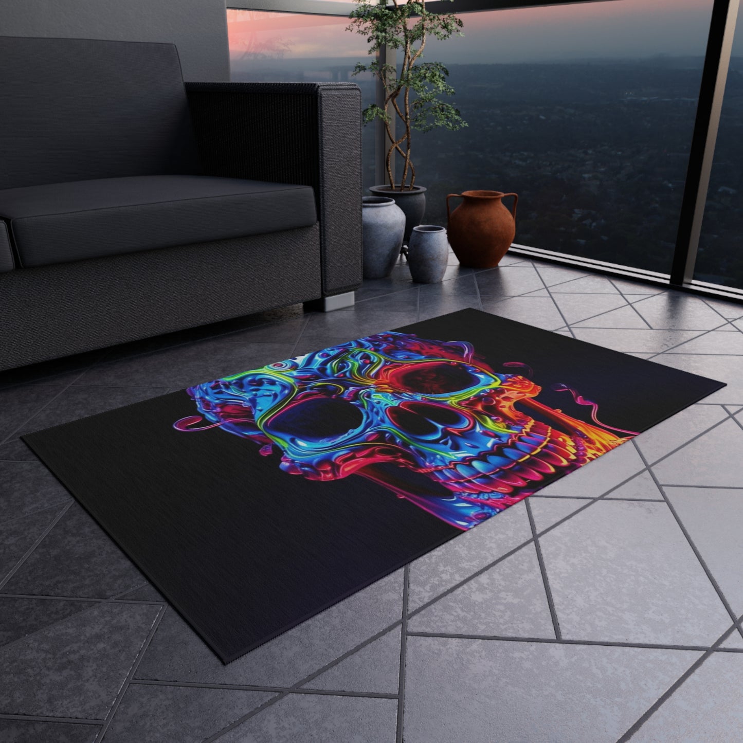 Outdoor Rug  Macro Skull Color 3