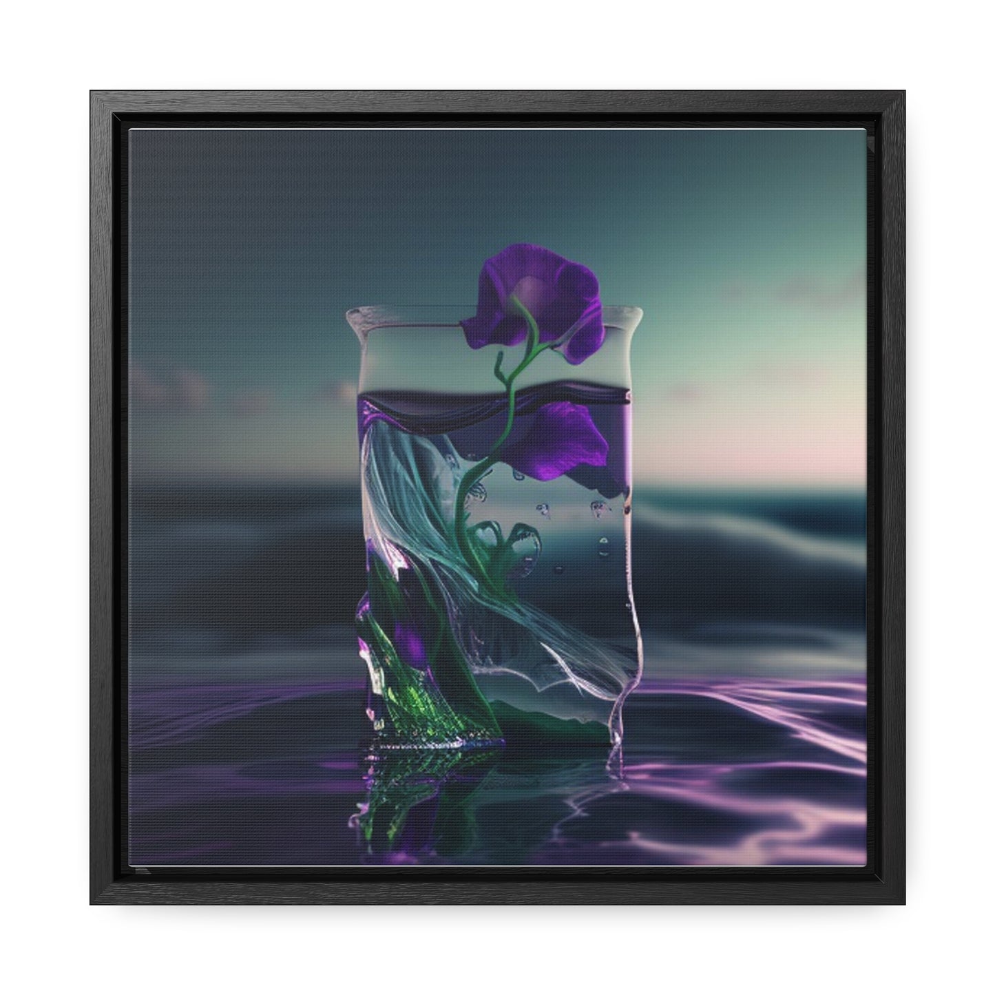 Gallery Canvas Wraps, Square Frame Purple Sweet pea in a vase 3