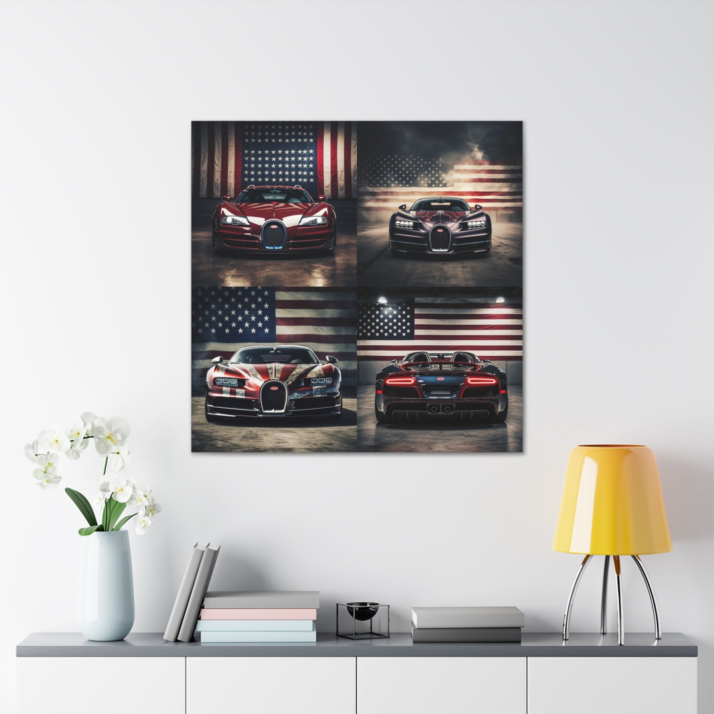 Canvas Gallery Wraps American Flag Background Bugatti 5