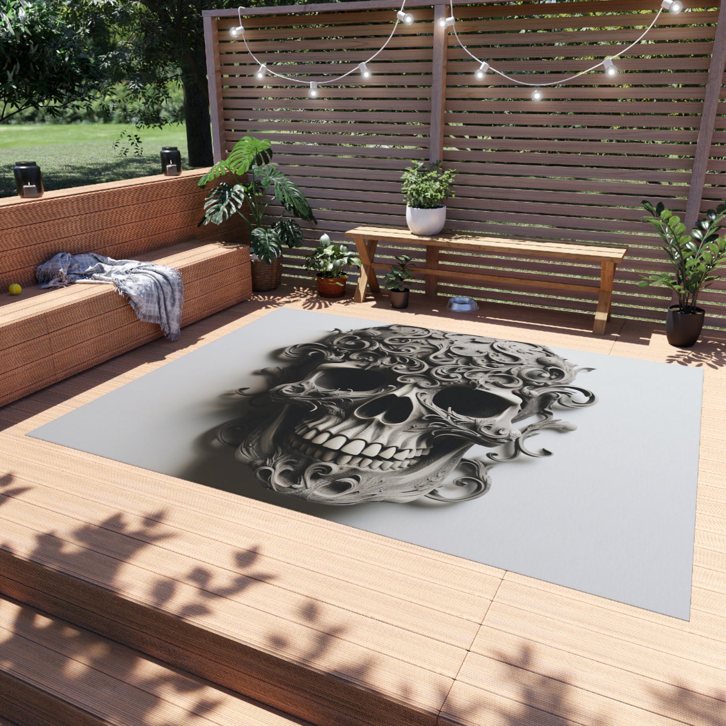 Outdoor Rug  Skull Treble Clef 2