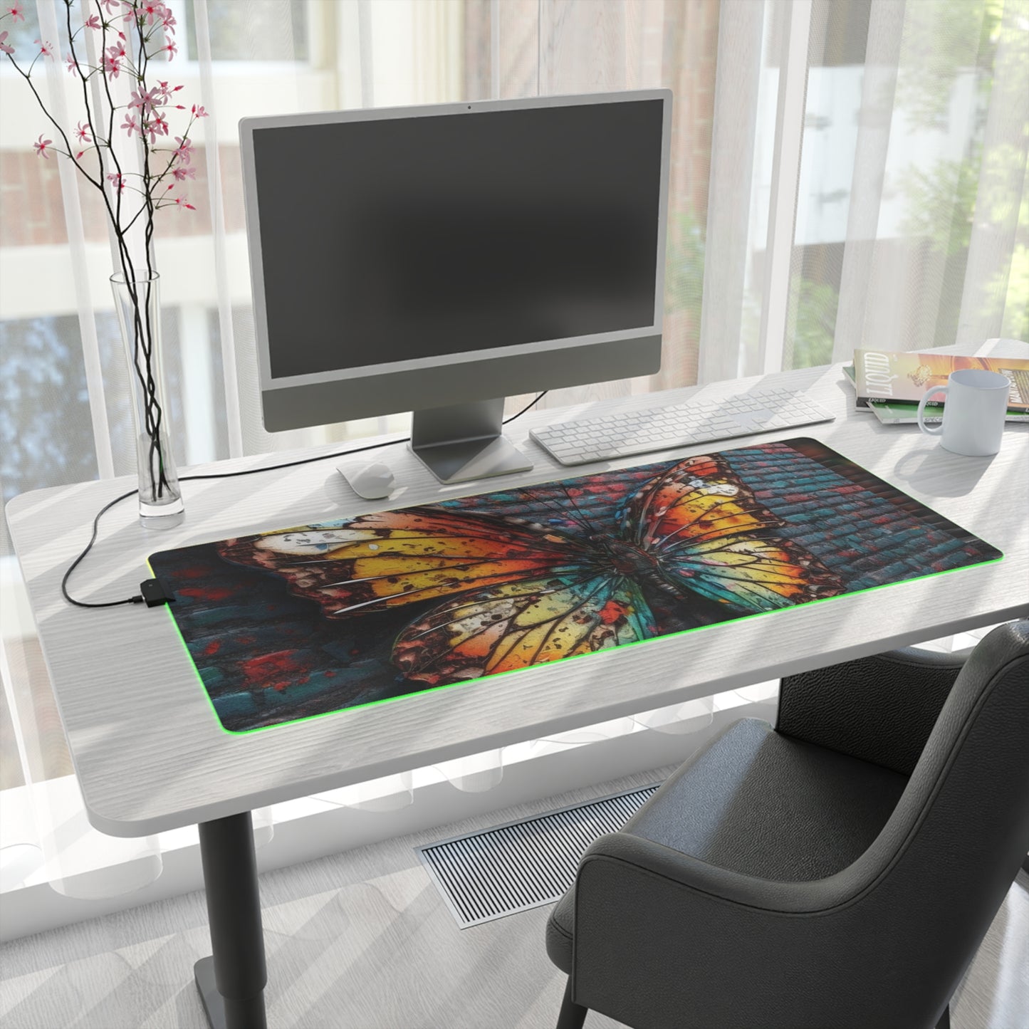 LED Gaming Mouse Pad Liquid Street Butterfly 2