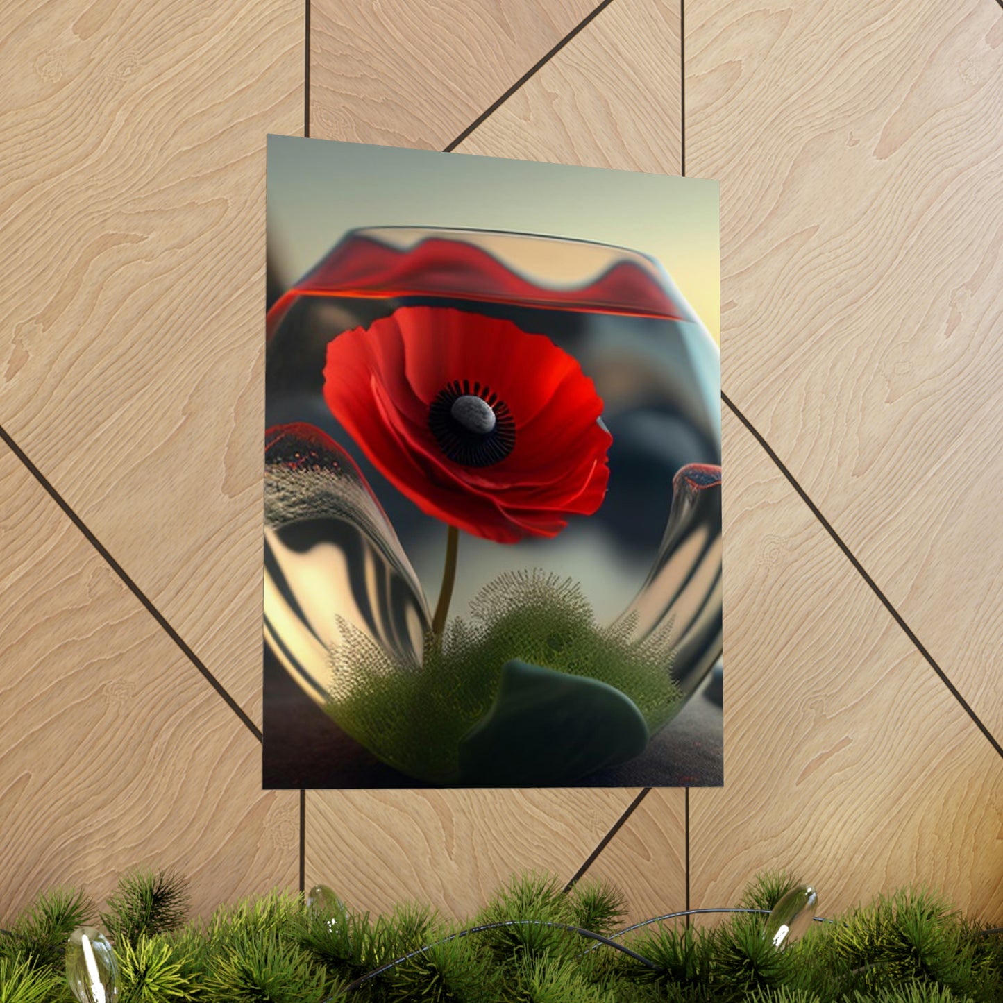 Premium Matte Vertical Posters Red Anemone in a Vase 3