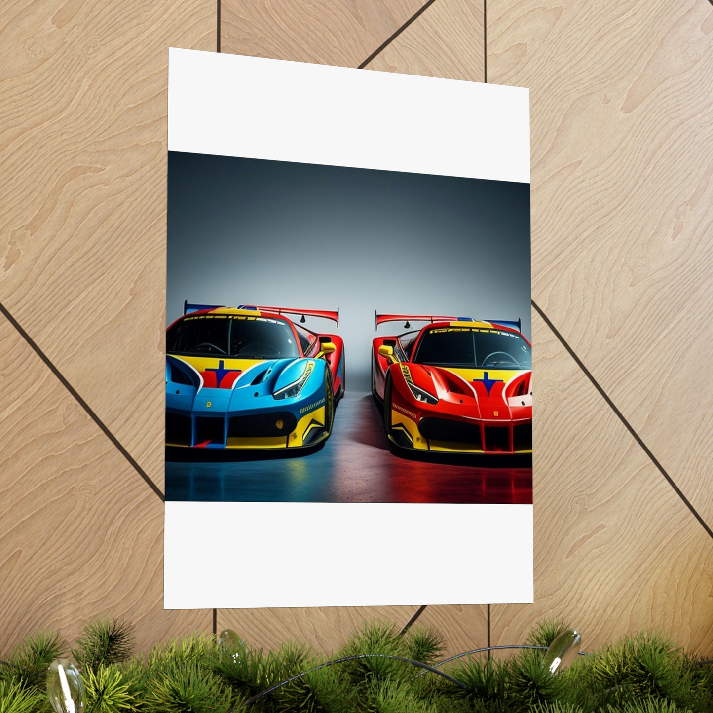 Premium Matte Vertical Posters Ferrari Red Blue 2