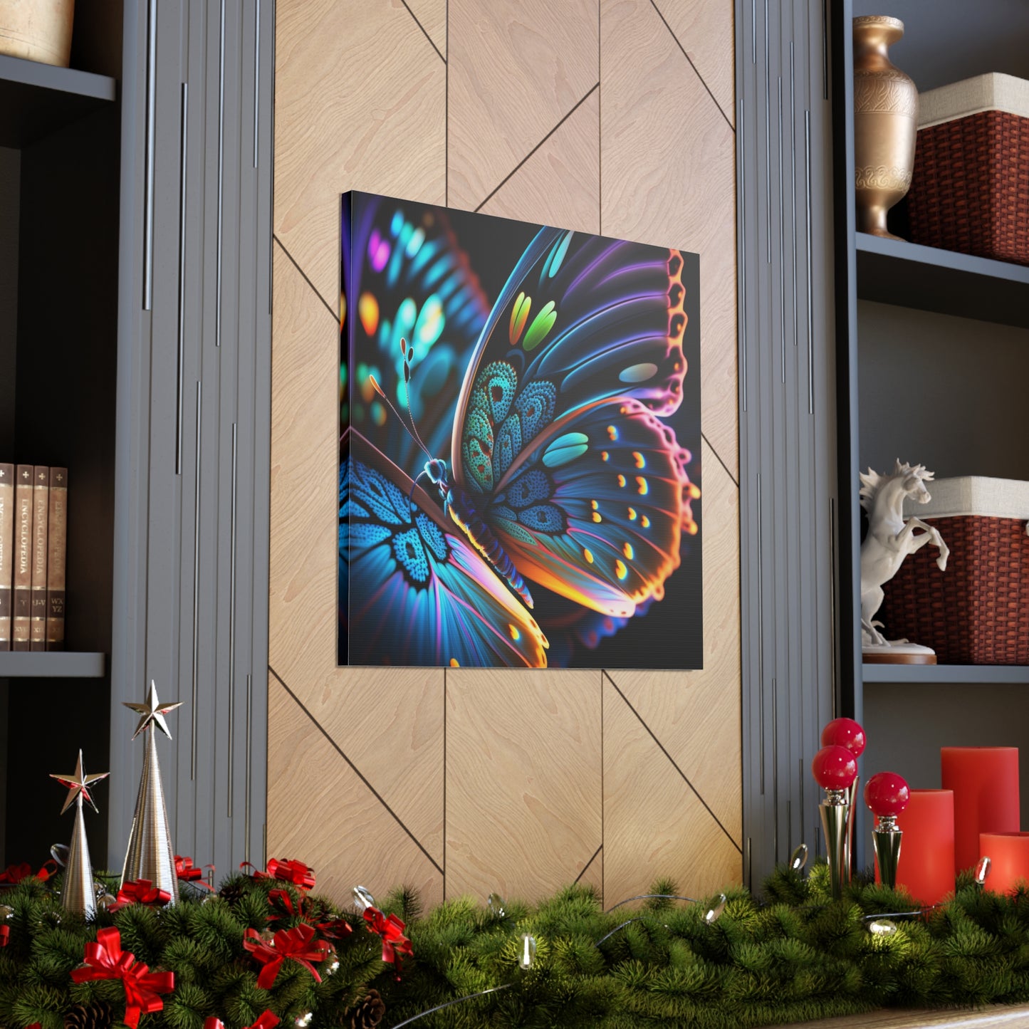 Canvas Gallery Wraps Neon Butterfly Macro 2