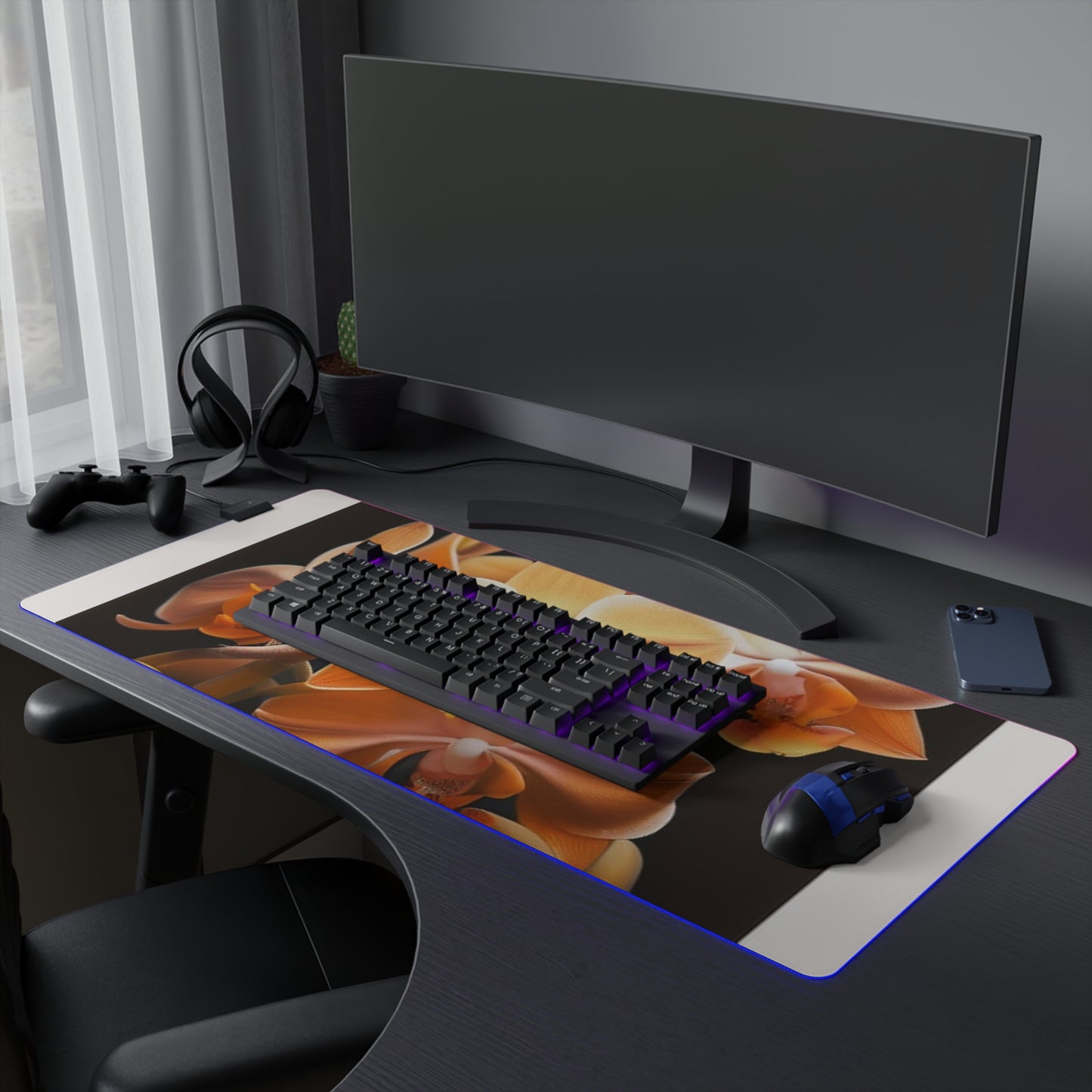 LED Gaming Mouse Pad orchid pedals 1