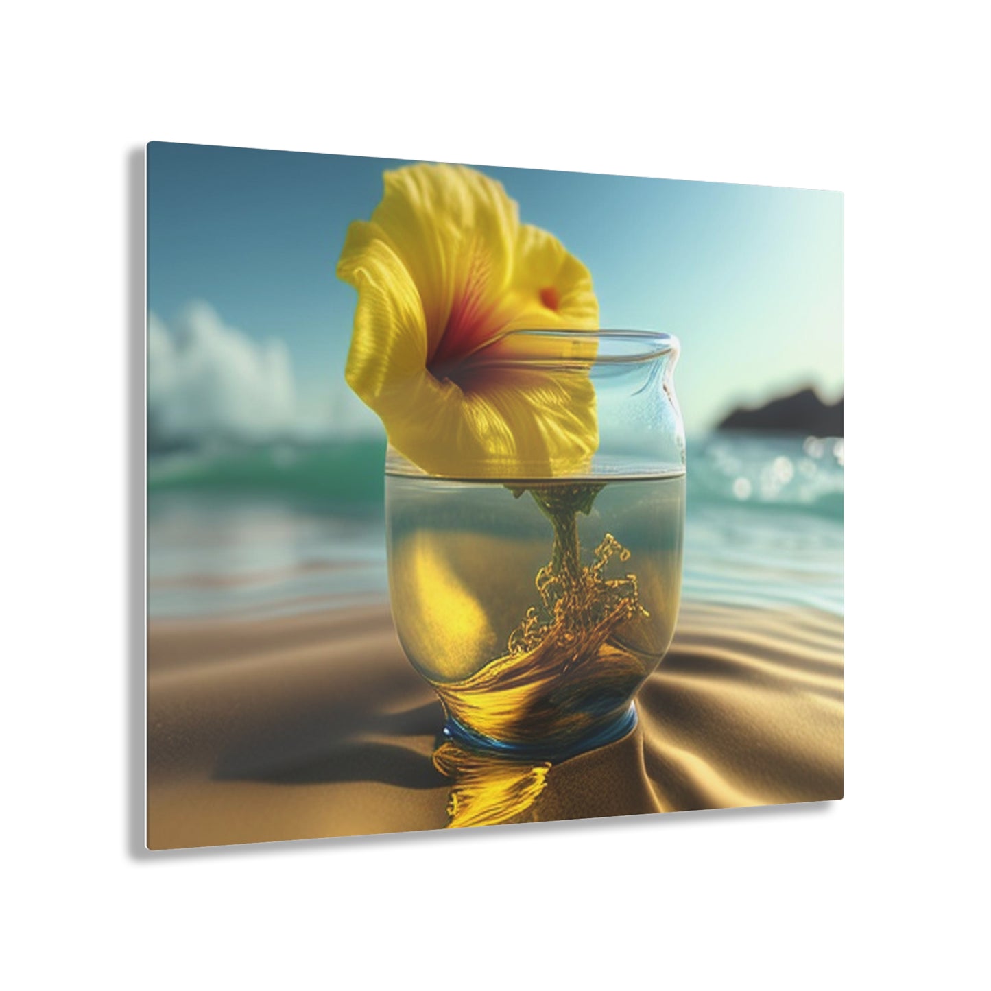 Acrylic Prints Yellow Hibiscus glass 1