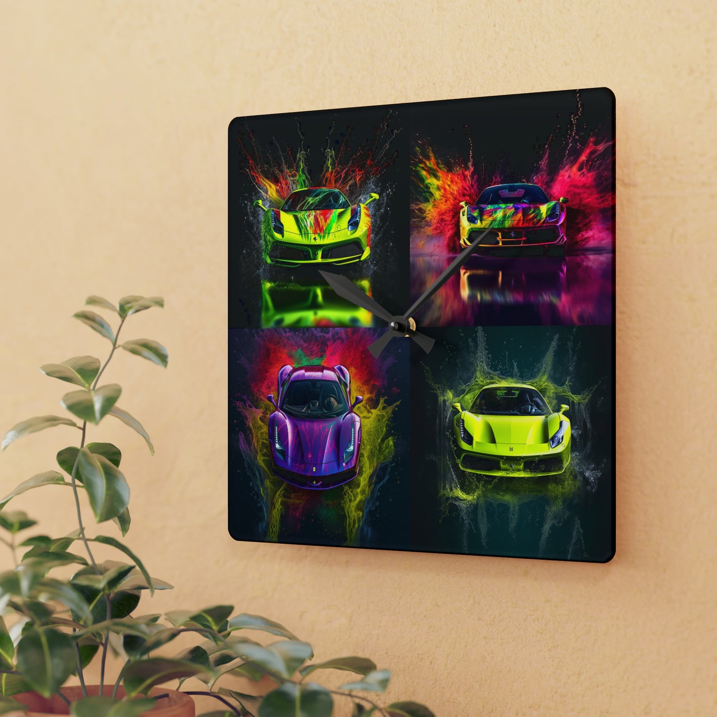 Acrylic Wall Clock Farrari Water 5