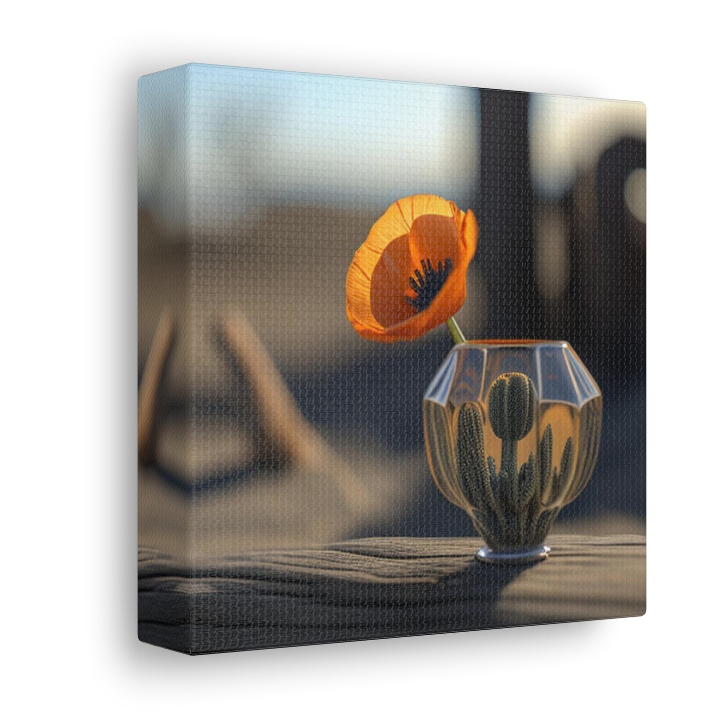 Canvas Gallery Wraps Orange Poppy in a Vase 2
