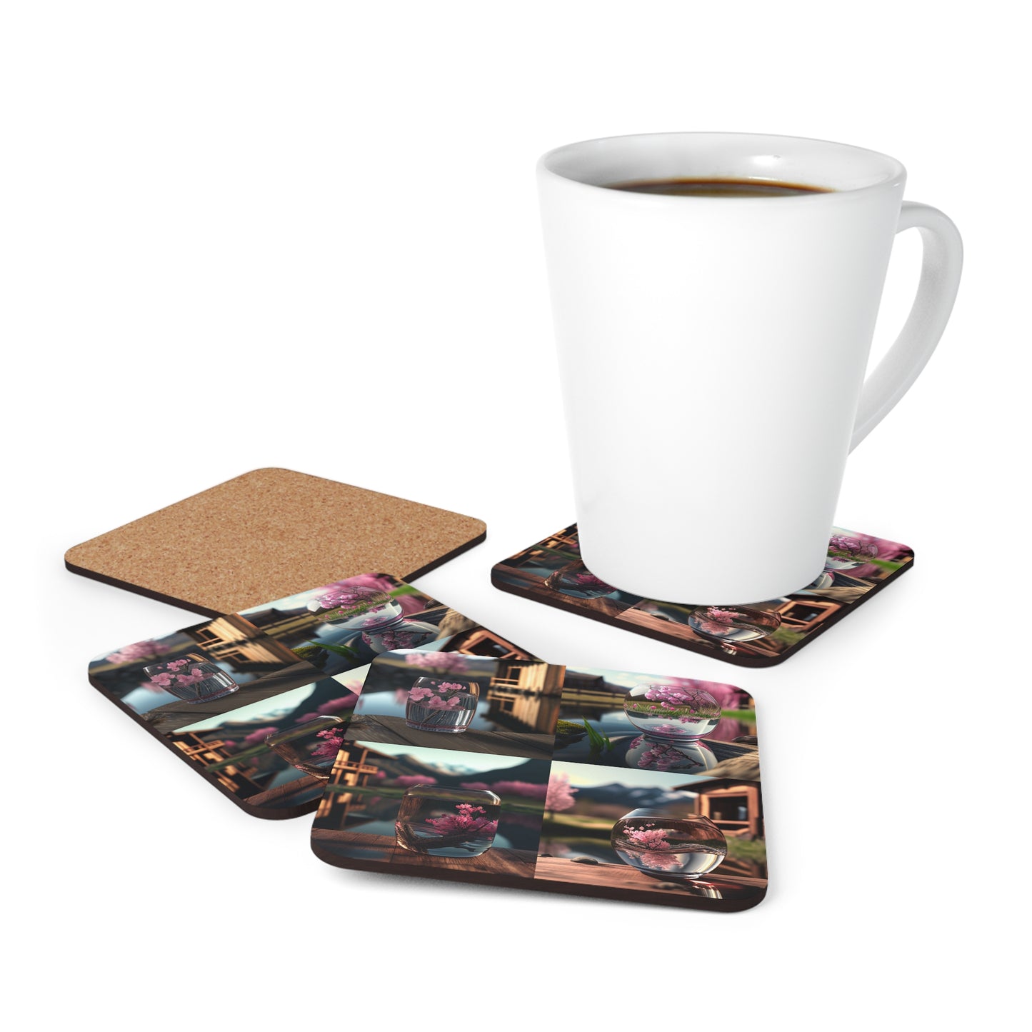 Corkwood Coaster Set Cherry Blossom 5