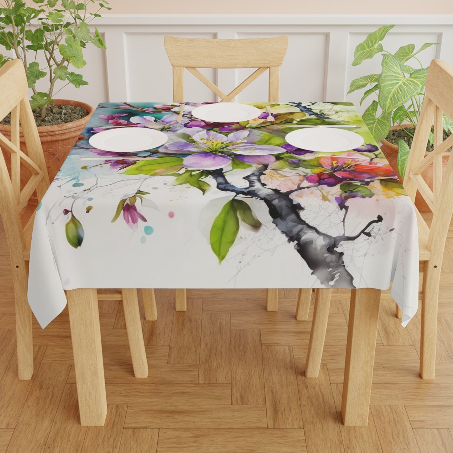 Tablecloth Mother Nature Bright Spring Colors Realistic Watercolor 4