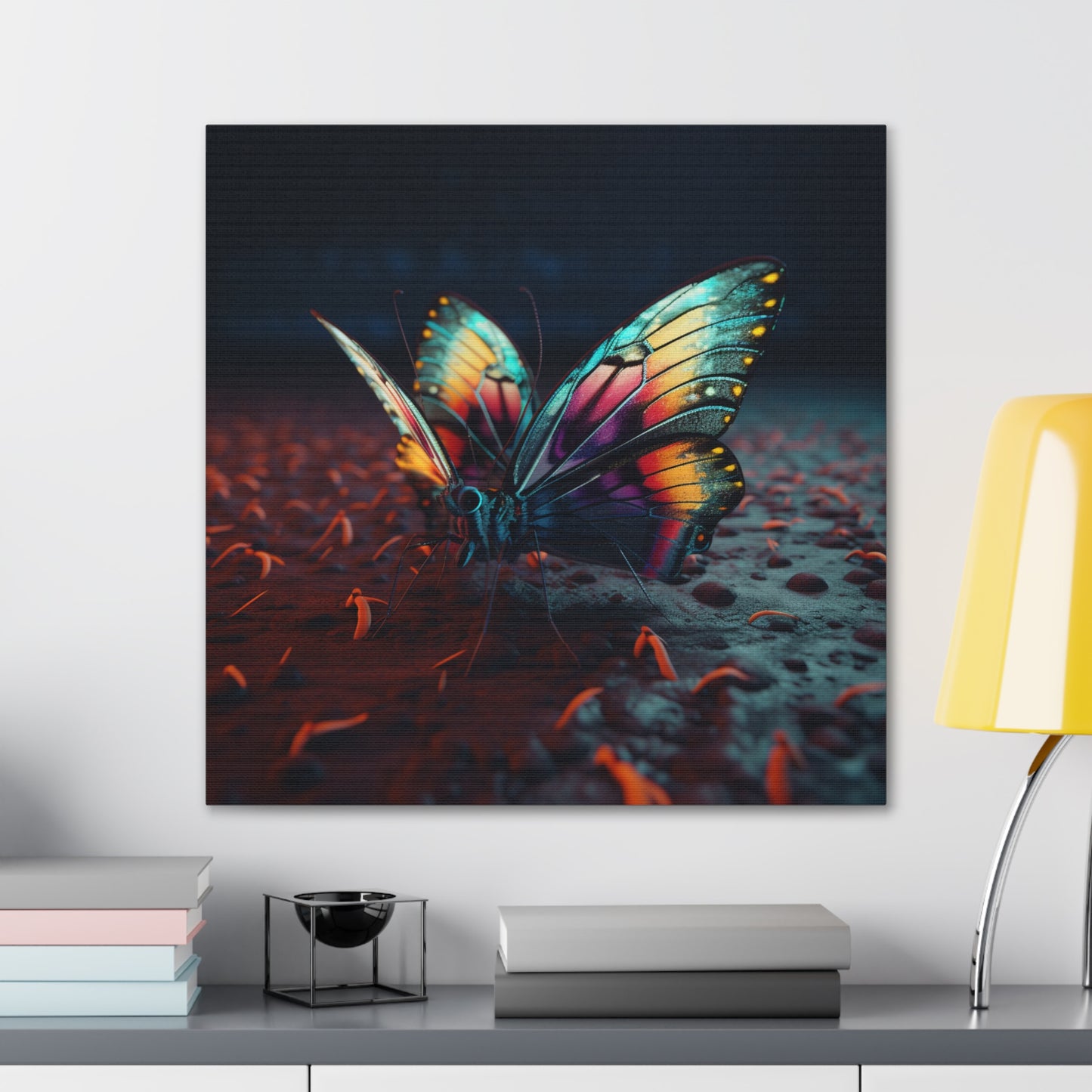 Canvas Gallery Wraps Hyper Colorful Butterfly Macro 1