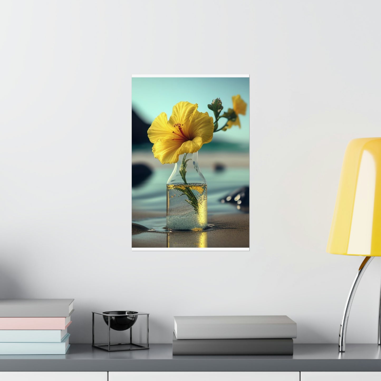 Premium Matte Vertical Posters Yellow Hibiscus glass 3