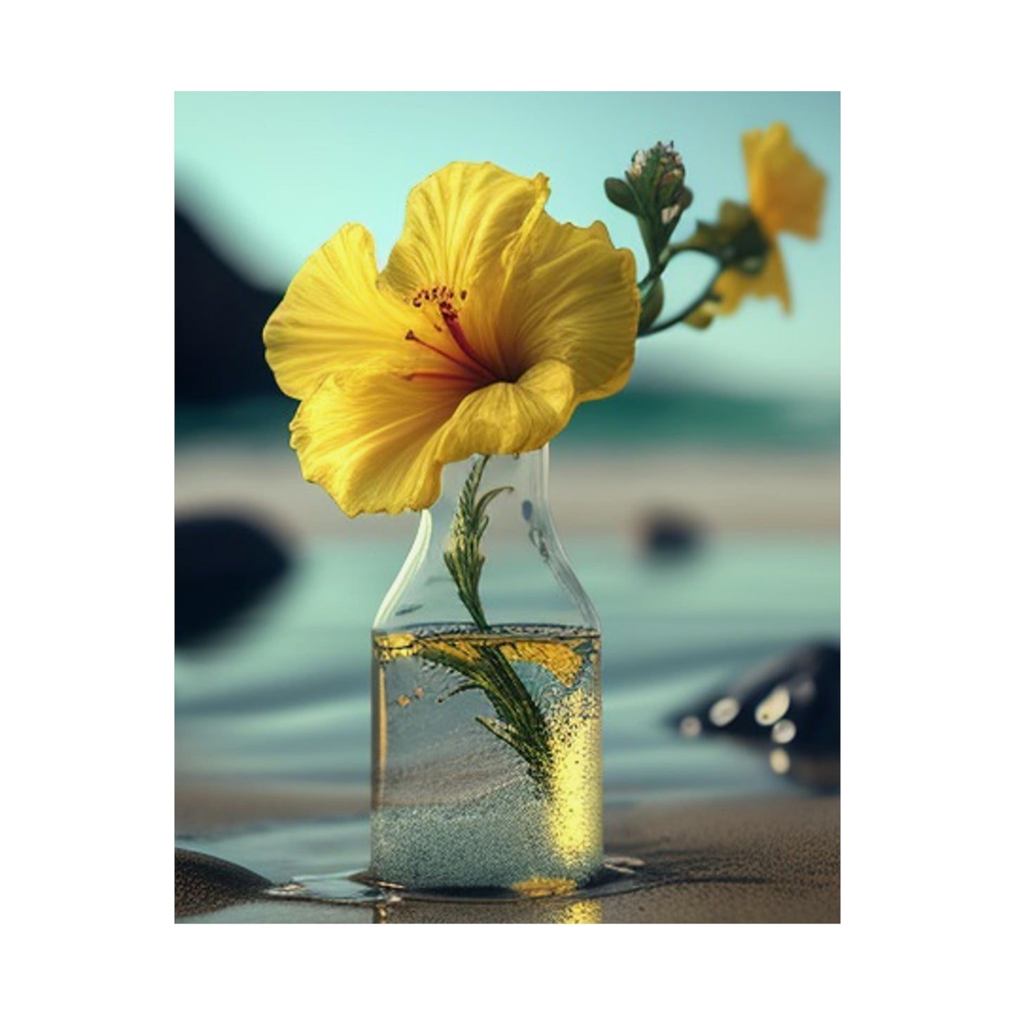 Premium Matte Vertical Posters Yellow Hibiscus glass 3