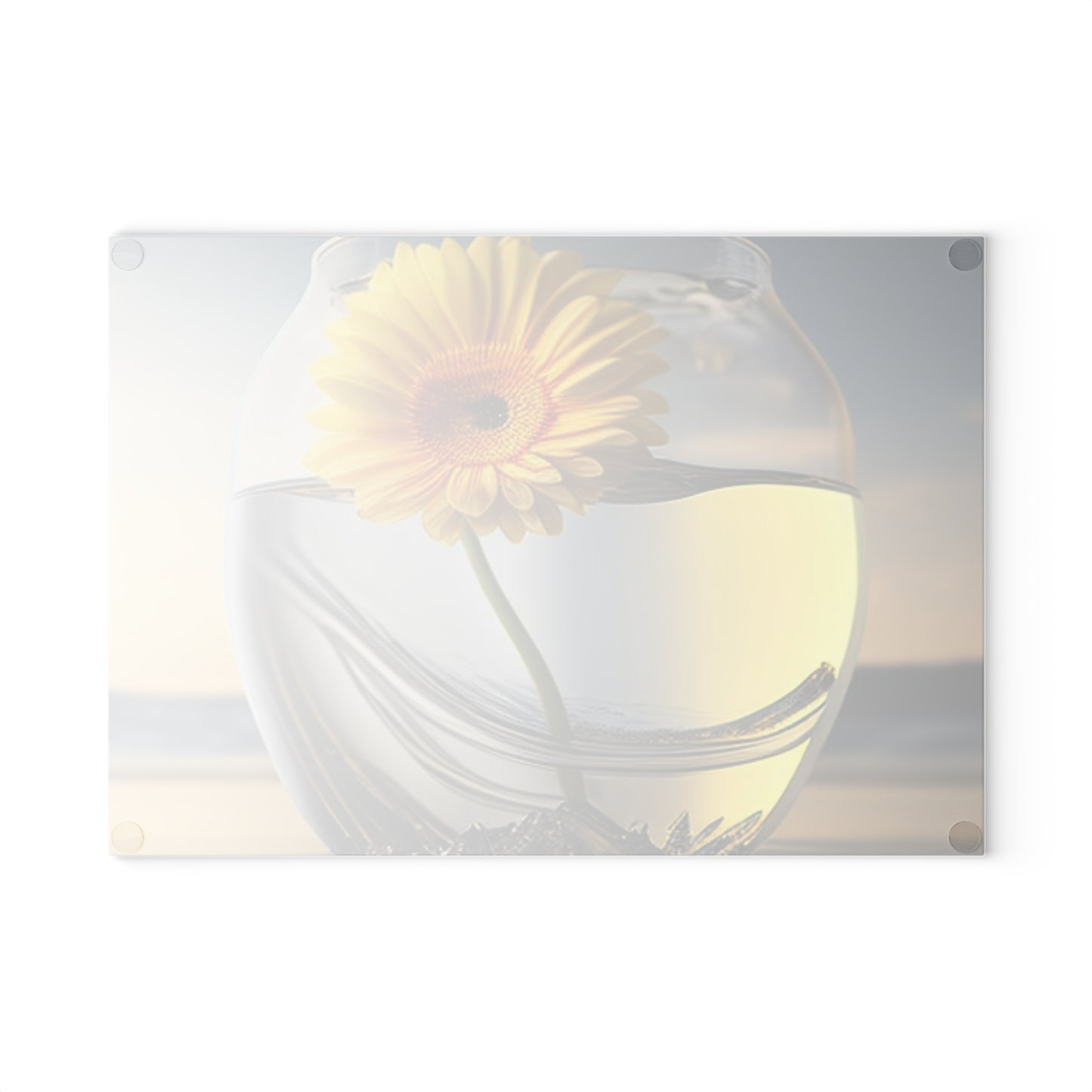 Glass Cutting Board yello Gerbera glass 1