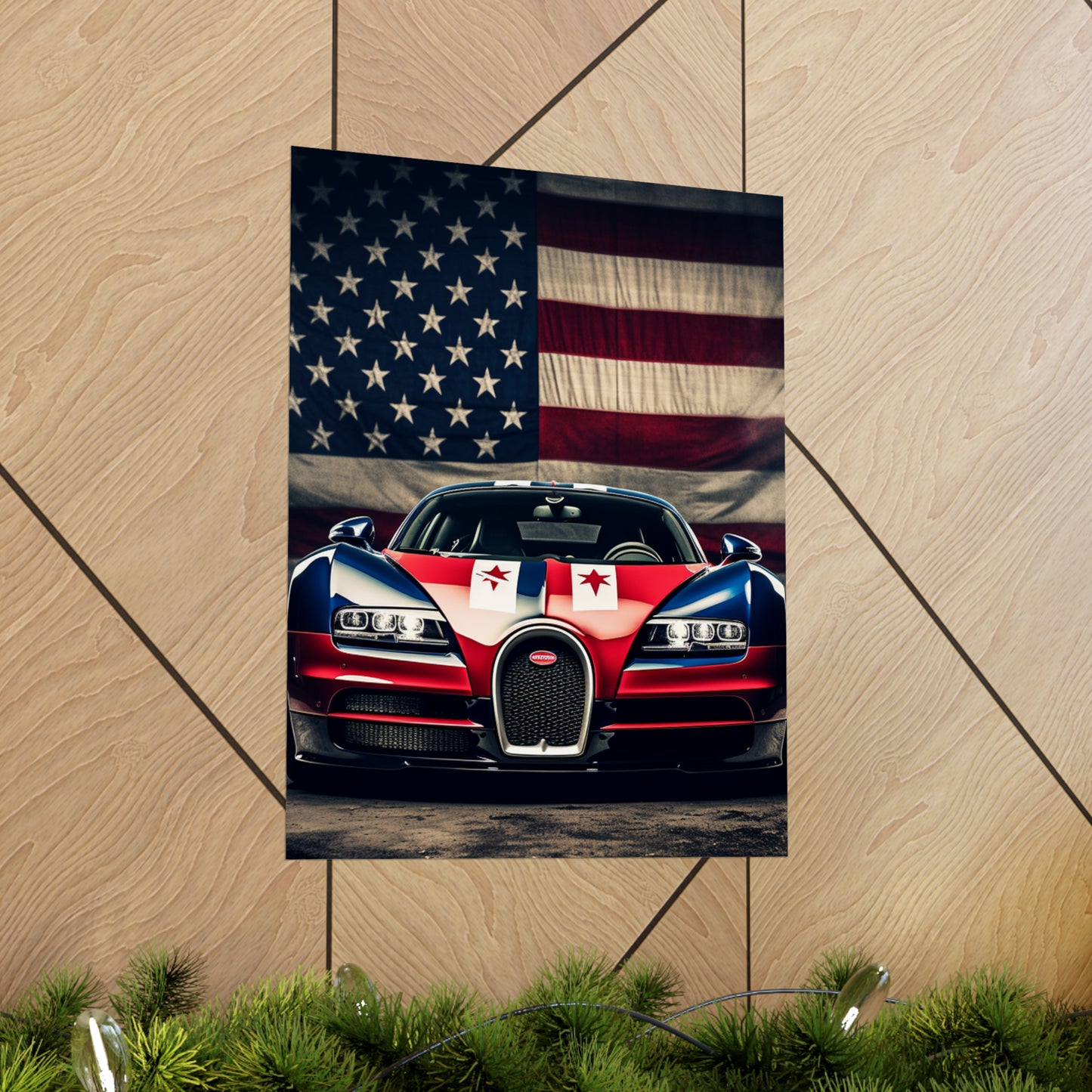 Premium Matte Vertical Posters Bugatti American Flag 3