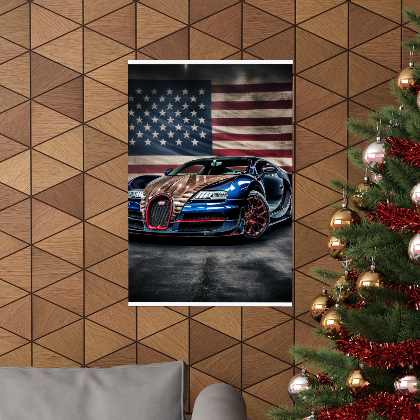 Premium Matte Vertical Posters Bugatti American Flag 4