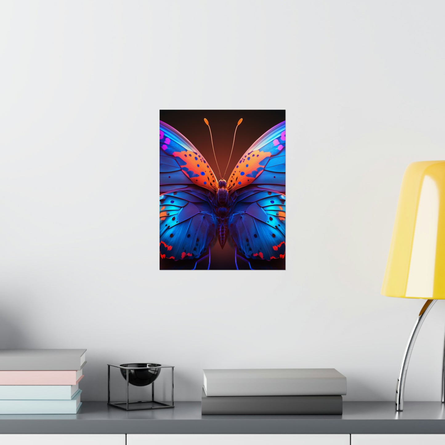 Premium Matte Vertical Posters Neon Butterfly Macro 3