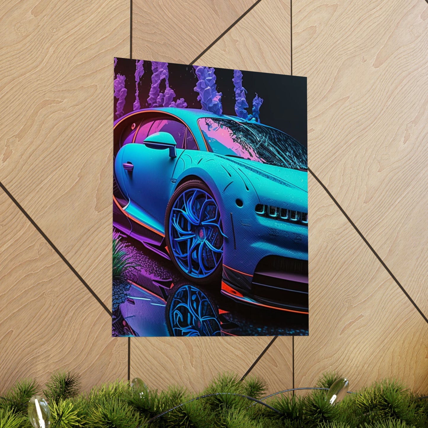 Premium Matte Vertical Posters Bugatti Neon Chiron 2