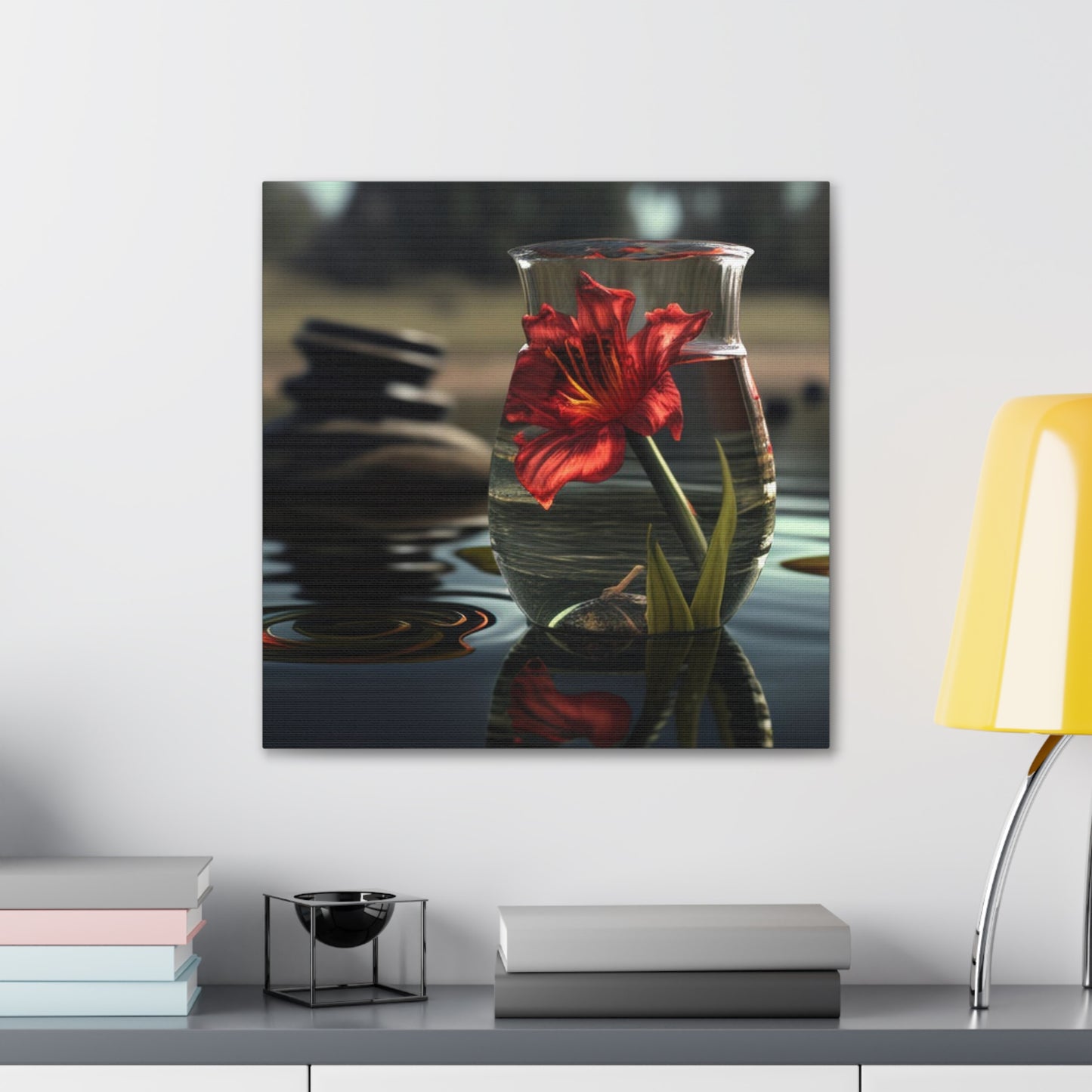 Canvas Gallery Wraps Red Lily in a Glass vase 4