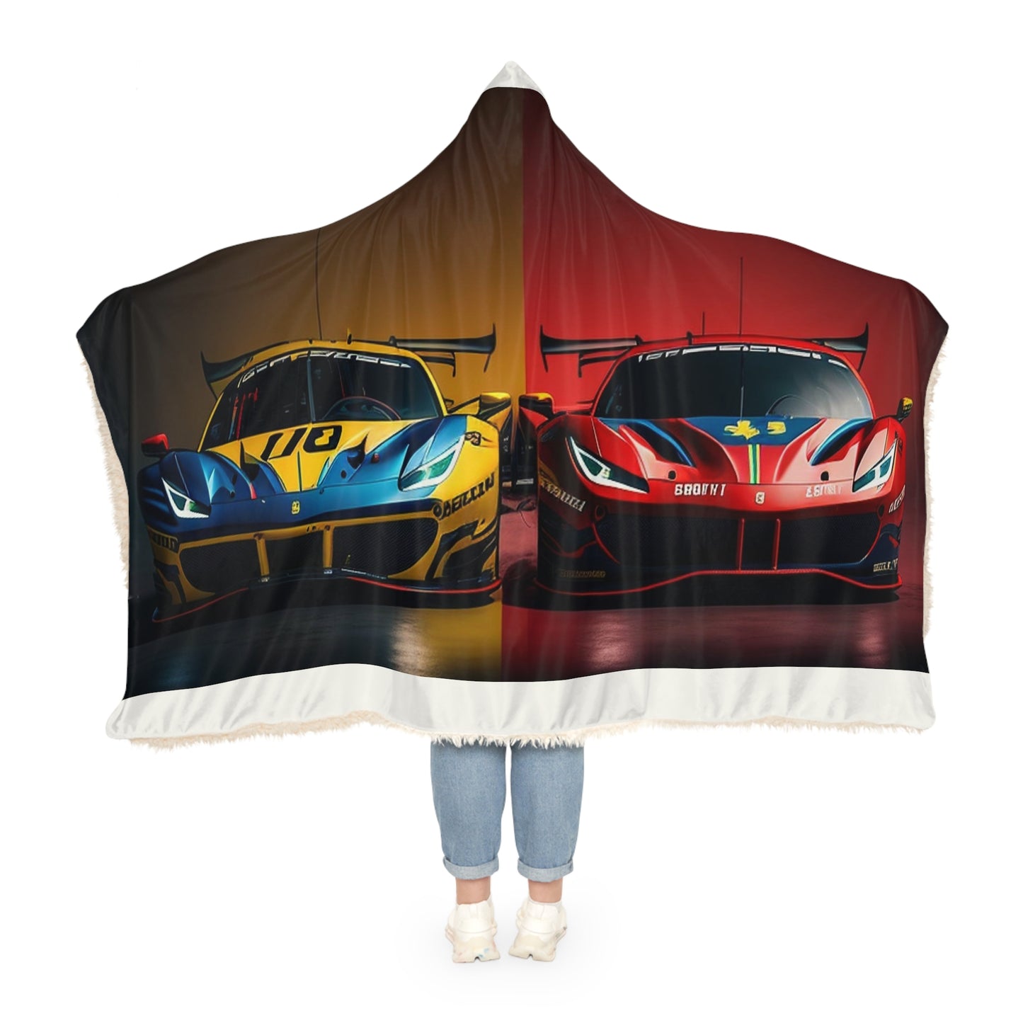 Snuggle Hooded Blanket Ferrari Red Blue 3