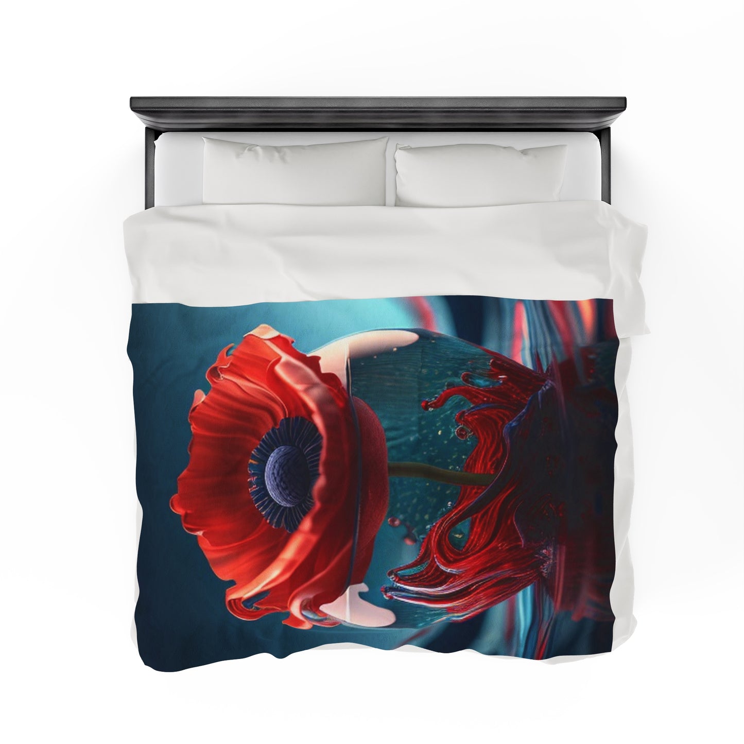 Velveteen Plush Blanket Red Anemone in a Vase 2