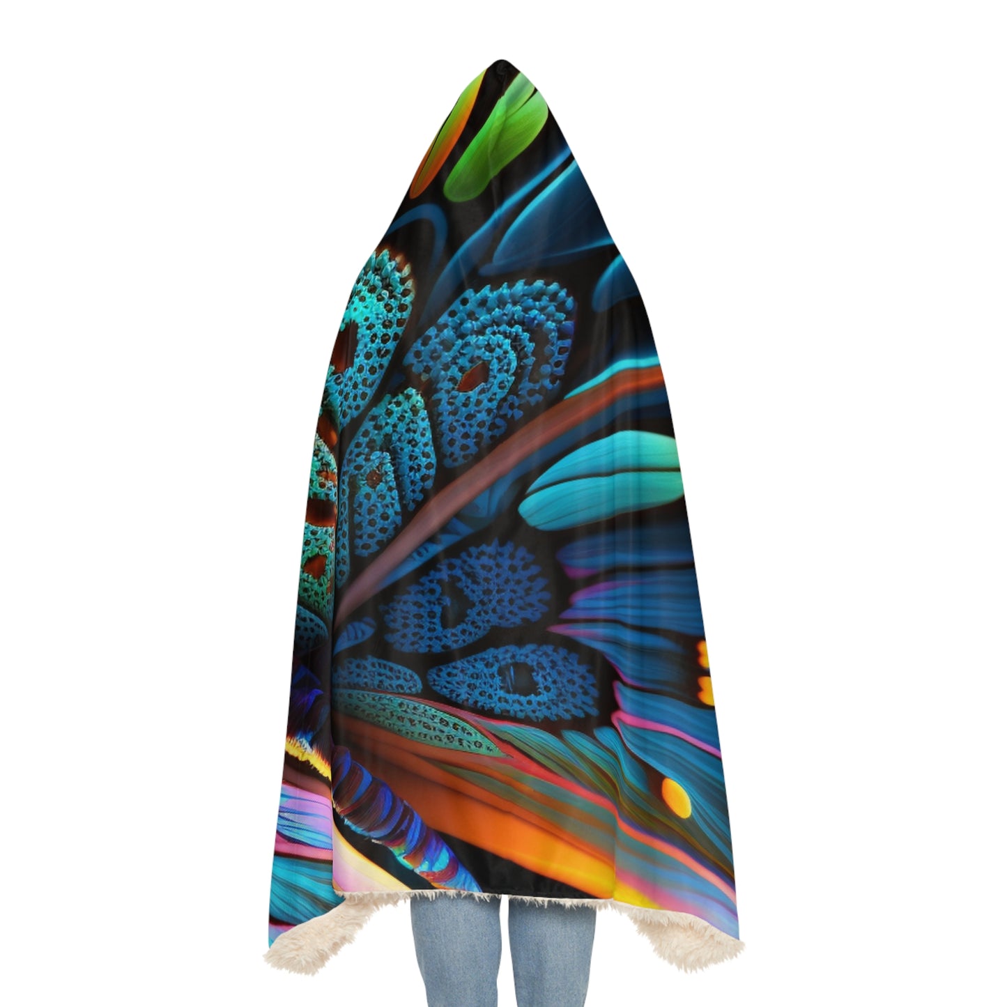 Snuggle Hooded Blanket Neon Butterfly Macro 2