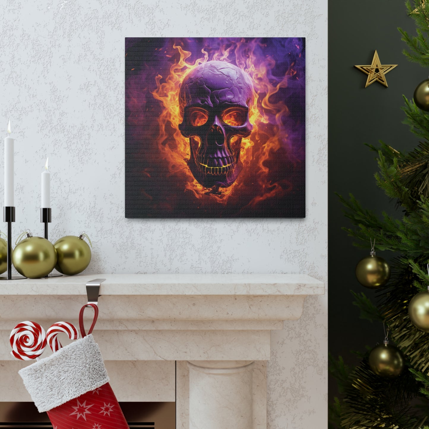 Canvas Gallery Wraps Skull Flames 3