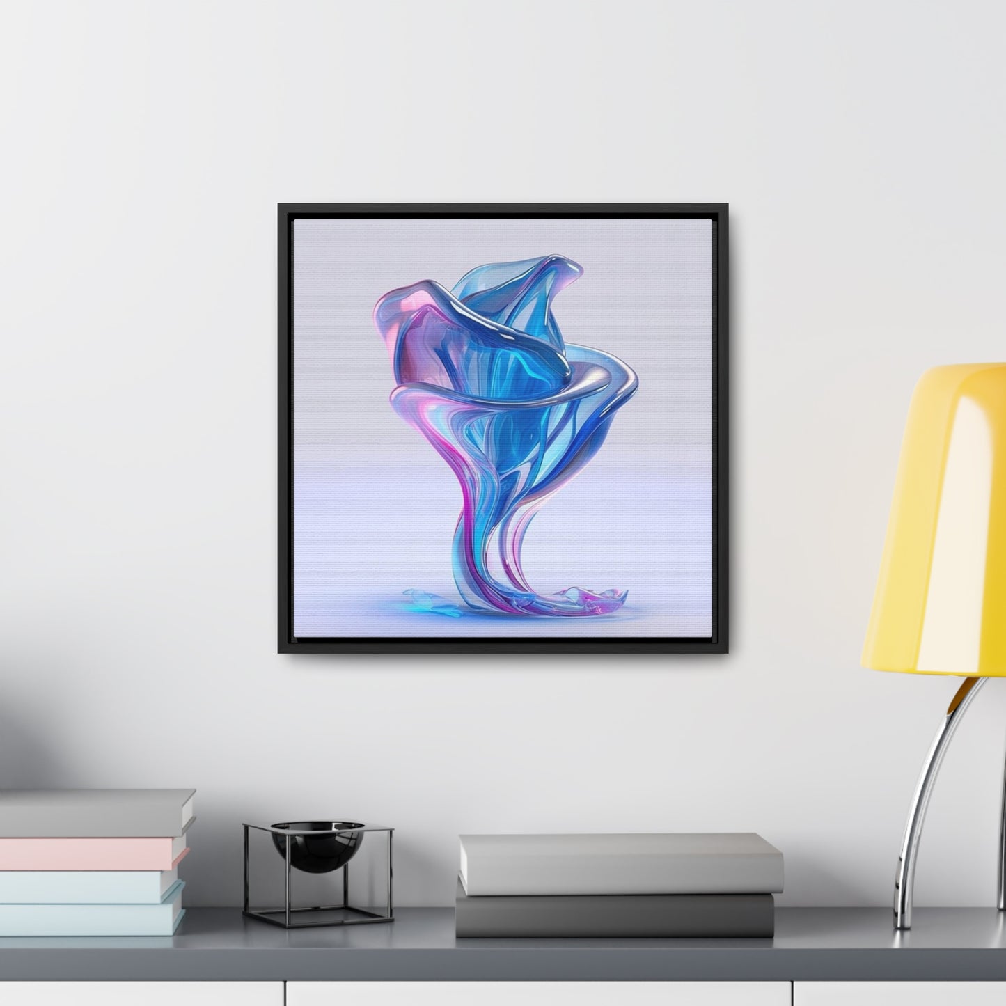 Gallery Canvas Wraps, Square Frame Pink & Blue Tulip Rose 2