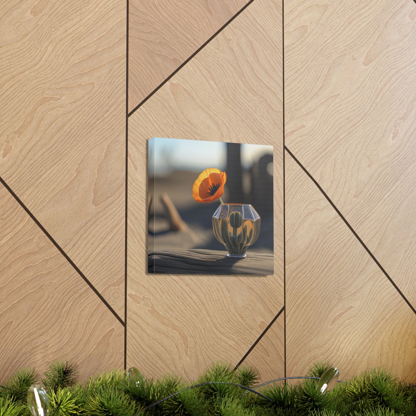 Canvas Gallery Wraps Orange Poppy in a Vase 2