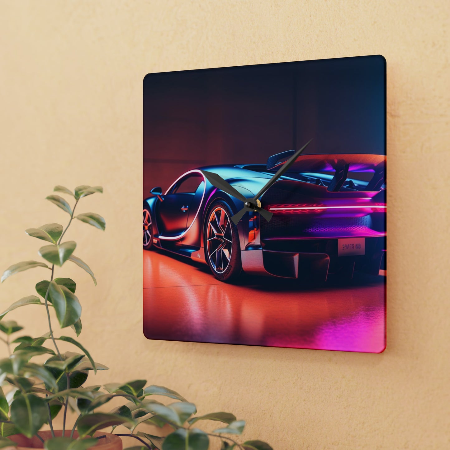Acrylic Wall Clock Hyper Bugatti Neon Chiron 2