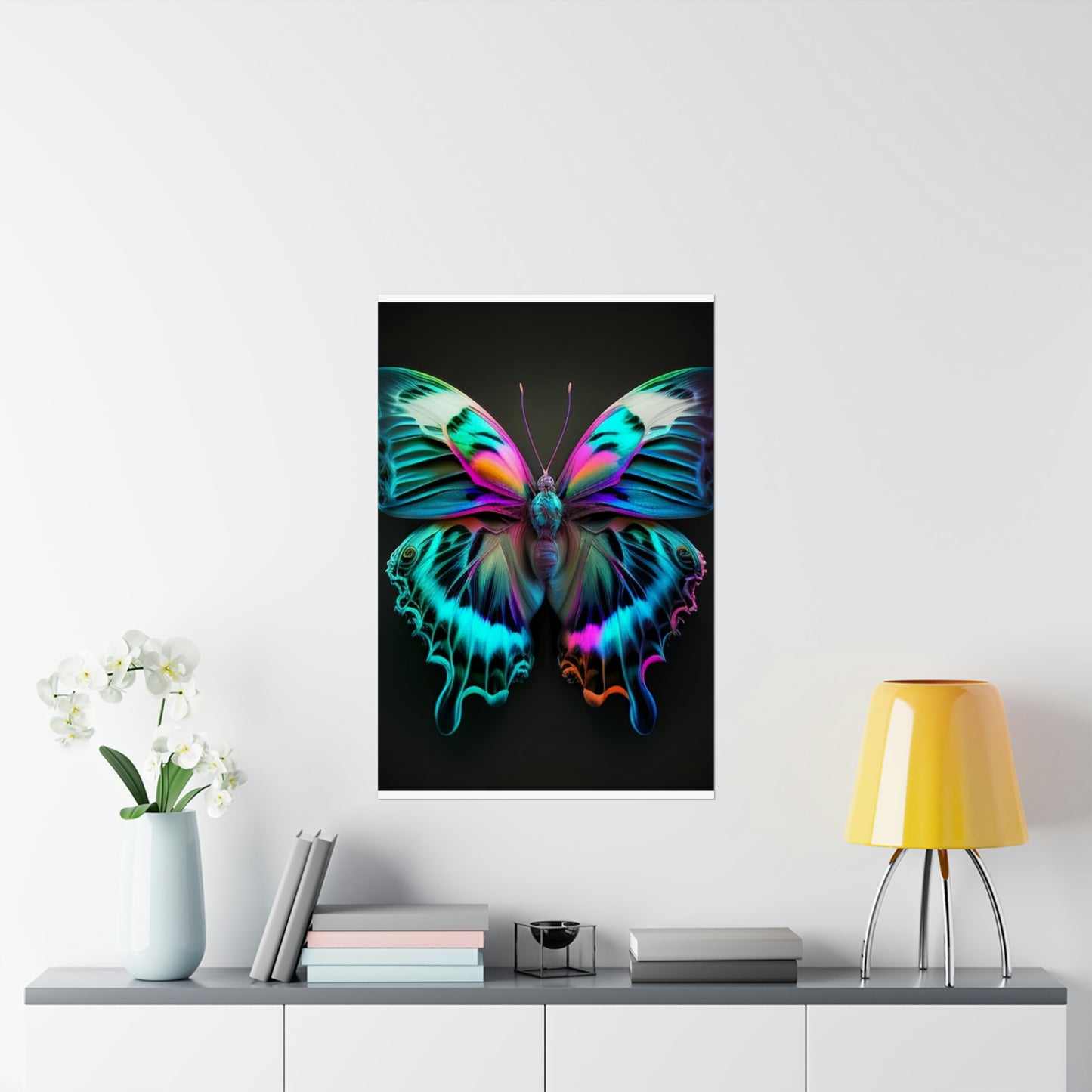 Premium Matte Vertical Posters Neon Butterfly Fusion 4