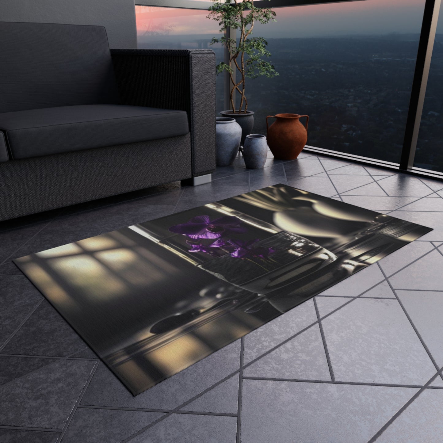 Outdoor Rug  Purple Orchid Glass vase 4