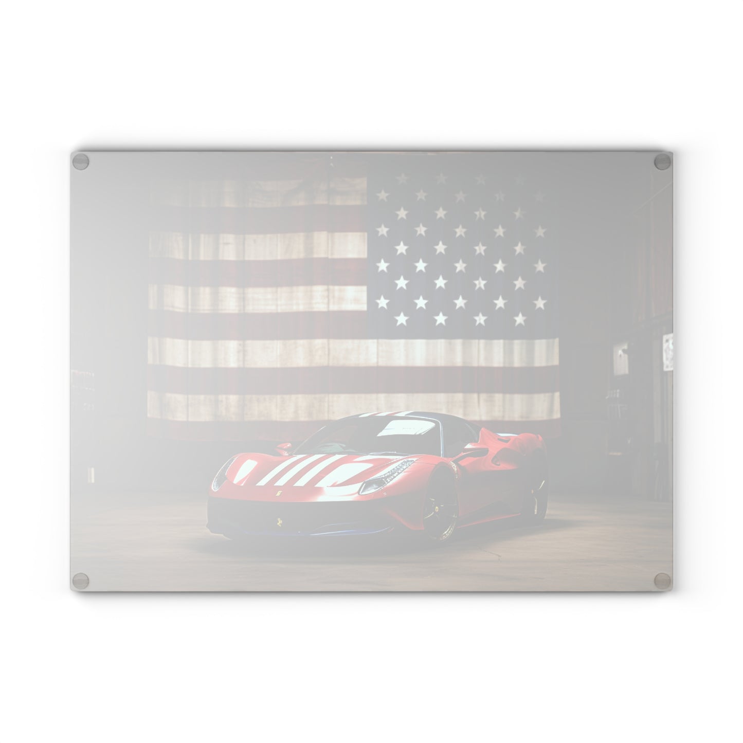 Glass Cutting Board American Flag Farrari 4