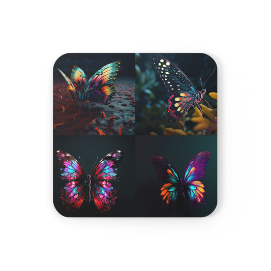 Corkwood Coaster Set Hyper Colorful Butterfly Macro 5