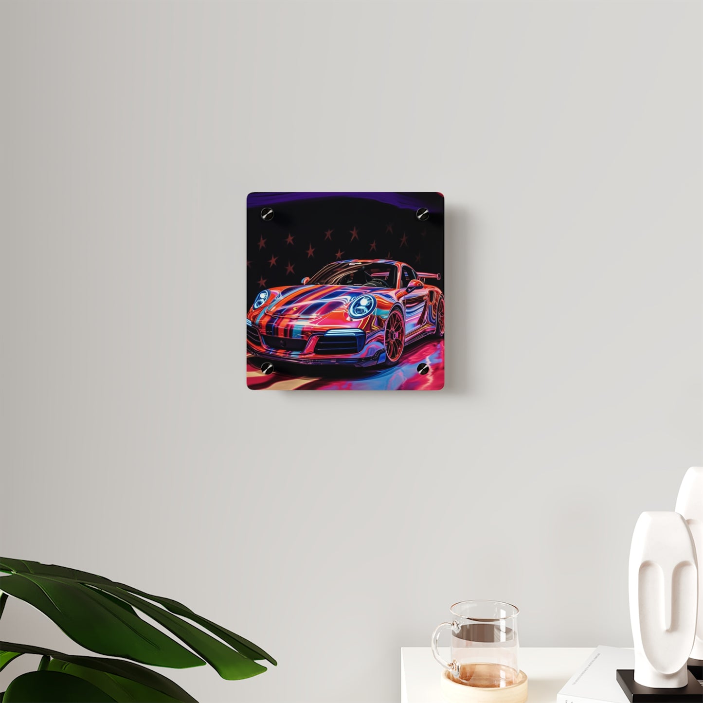 Acrylic Wall Art Panels American Flag Colored Porsche 1