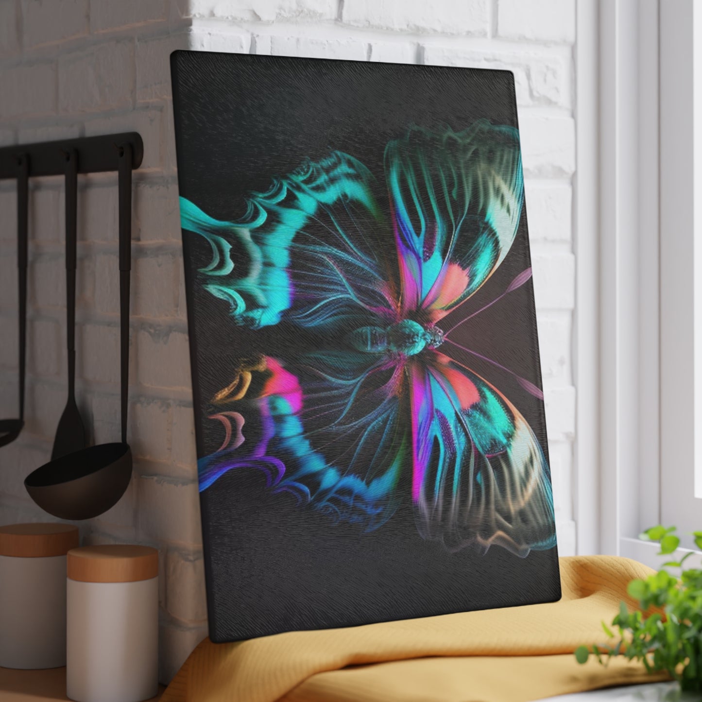 Glass Cutting Board Neon Butterfly Fusion 3