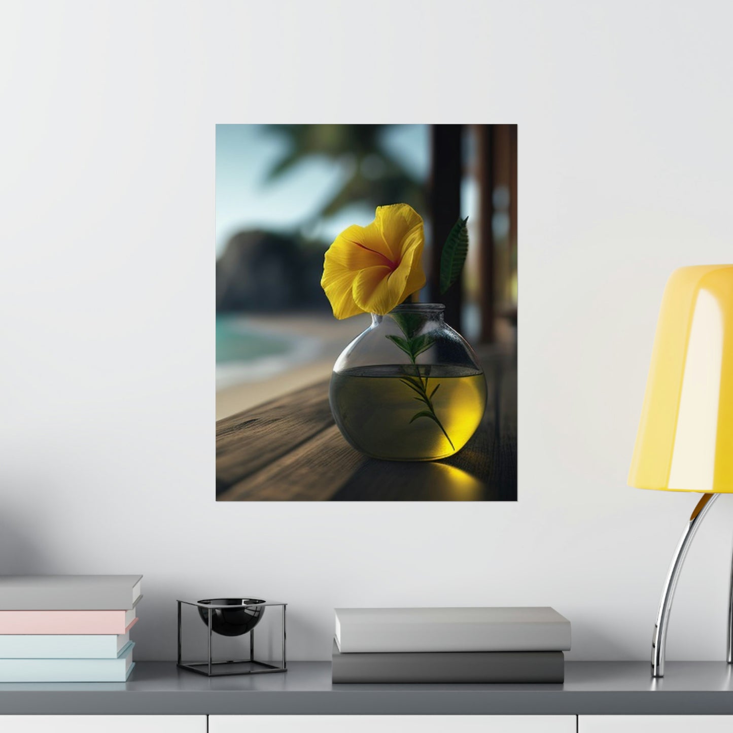 Premium Matte Vertical Posters Yellow Hibiscus Wood 3