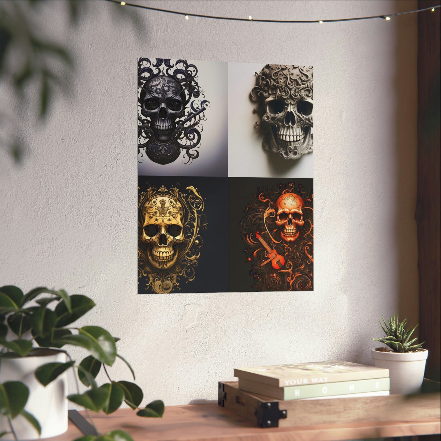 Premium Matte Vertical Posters Skull Treble Clef 5