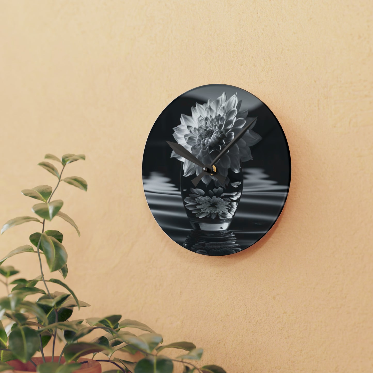 Acrylic Wall Clock White Dahlia 4