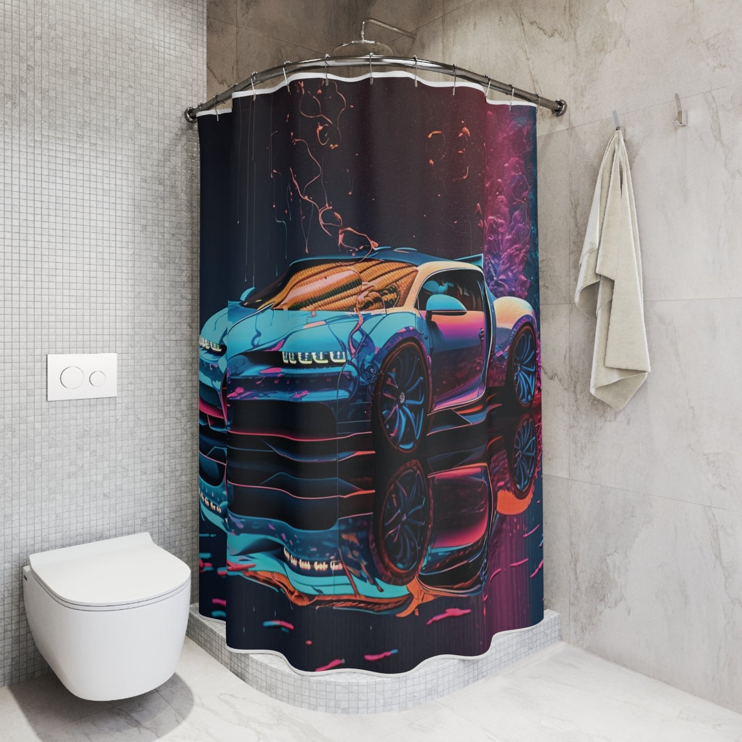 Polyester Shower Curtain Bugatti Neon Chiron 4