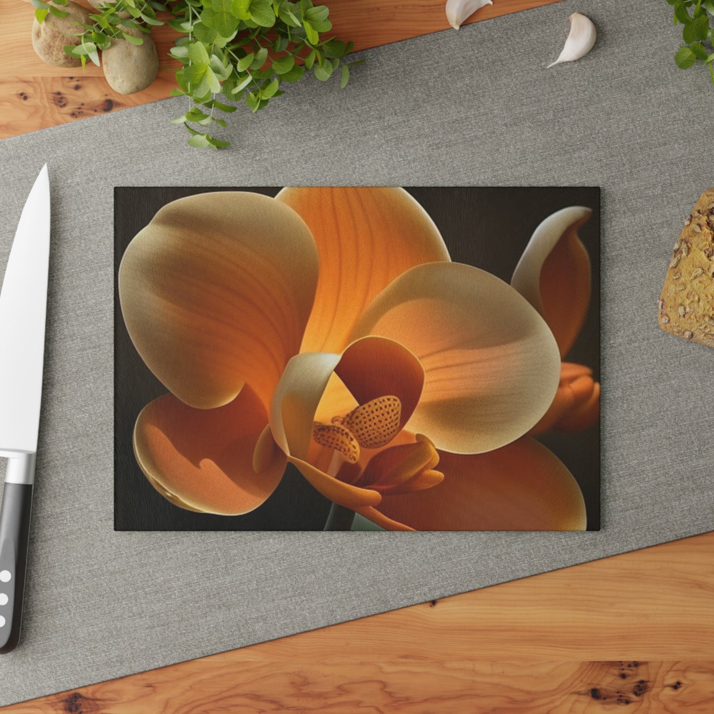 Glass Cutting Board Orange Orchid 4